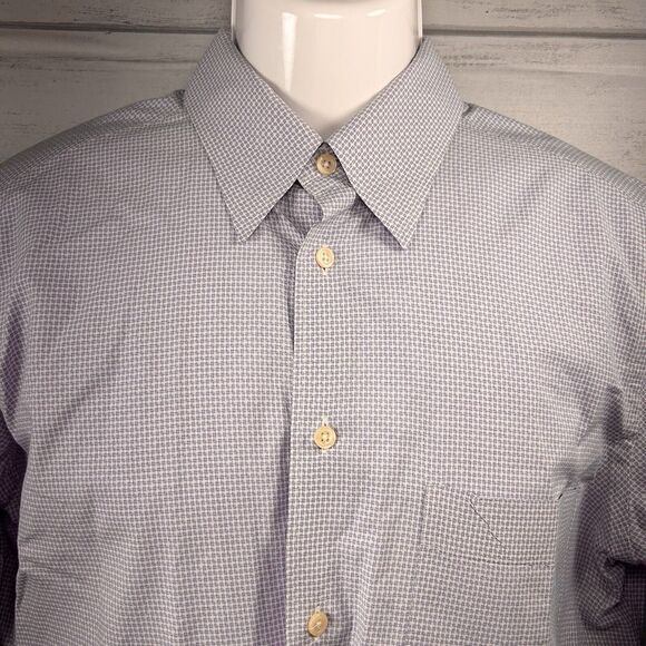Corneliani Men's Medium Button Down Dress Shirt Gingham Check Cotton Lilac Italy - Picture 3 of 10